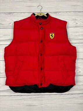 Ferrari vintage red duck down quilted nylon puffer vest size XXL NWT